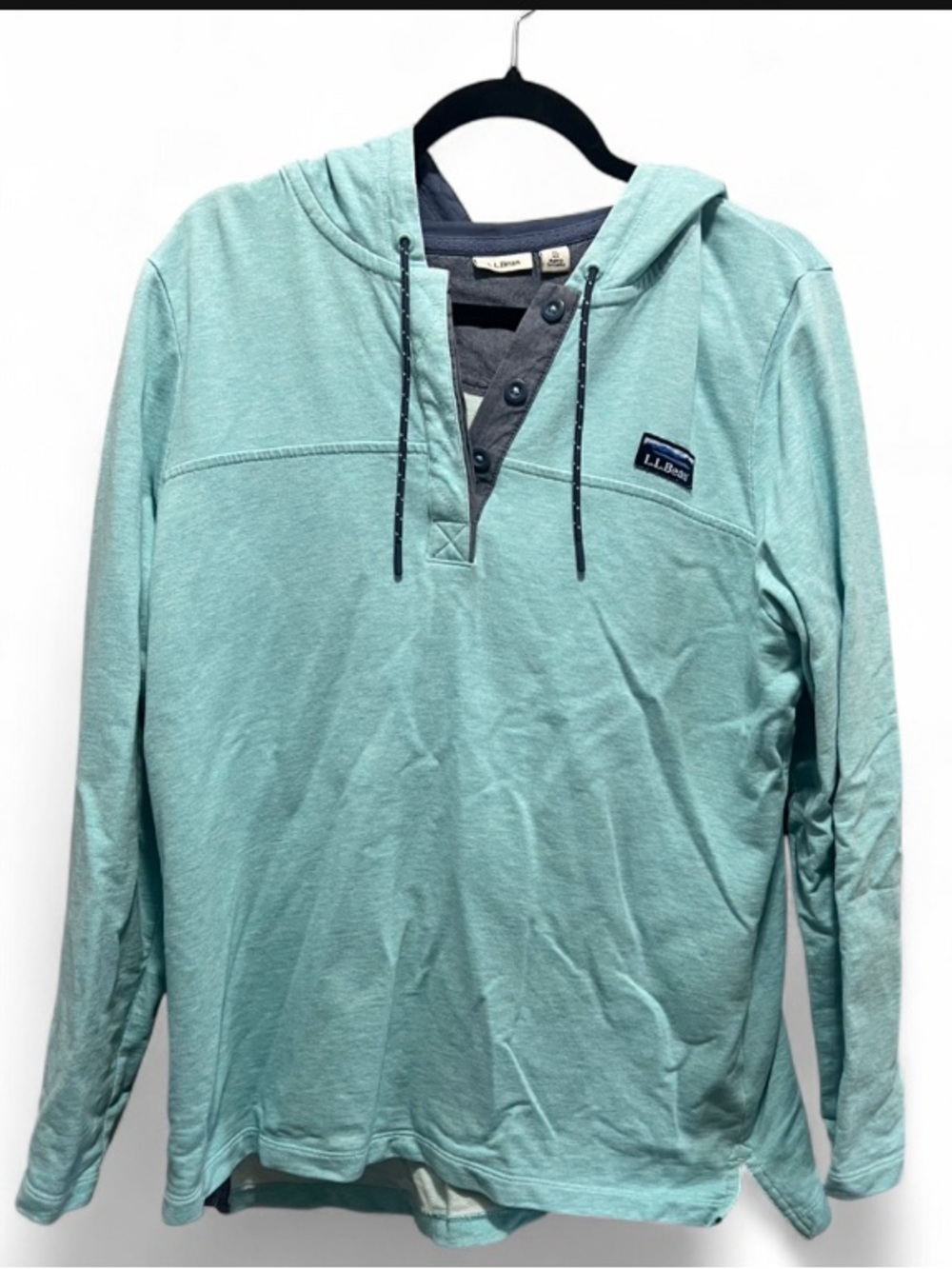 LL Bean Women’s Hooded Sweatshirt Soft Cotton Hoodie Mint Green Size XL